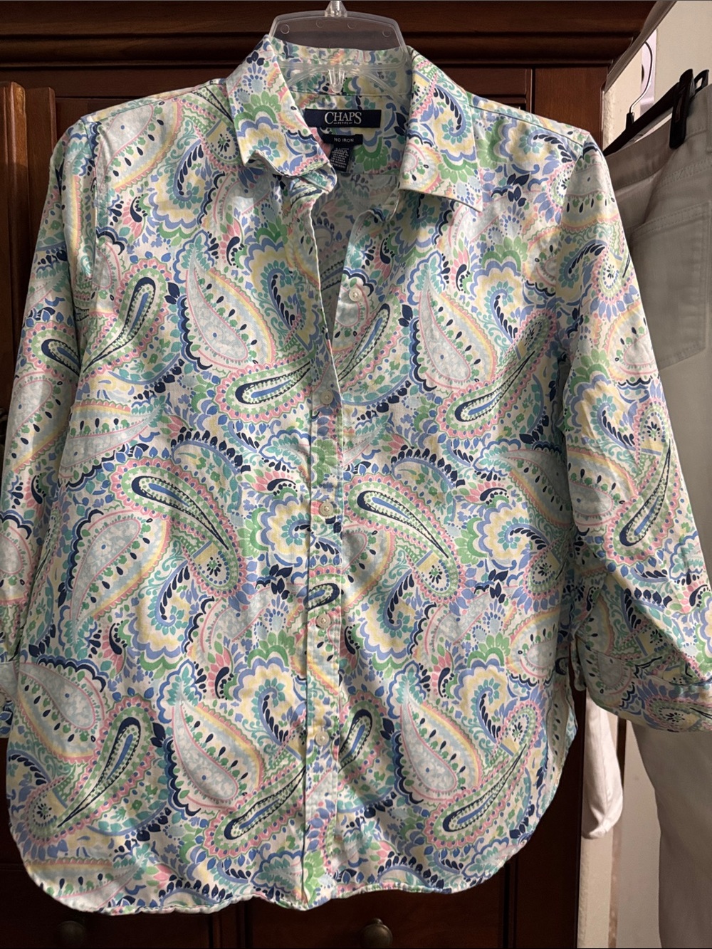 Chaps Multicolor Pastel Paisley Button-Down Shirt